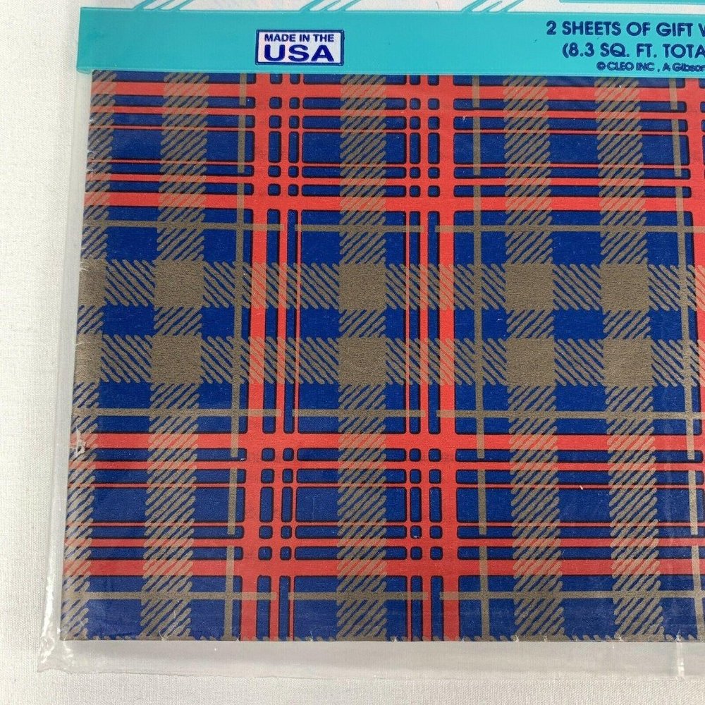 Vintage Cleo Plaid All Occasion Gift Wrap Sheets Two 20 x 30 Inch Wrapping Paper - Picture 6 of 9